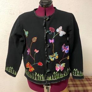 Puffin Island Sports Wear Black Cotton Embroidered Jacket